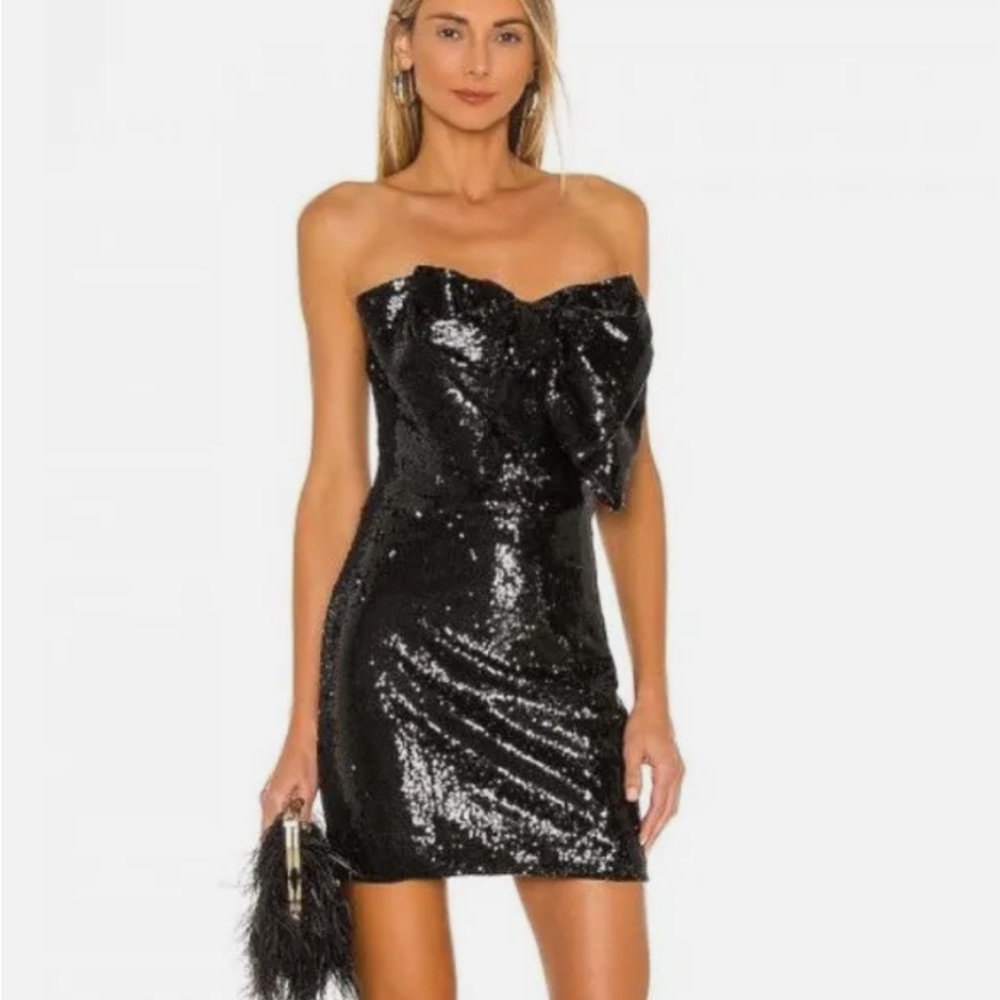 RONNY KOBO SEQUIN BOW MINI DEESS